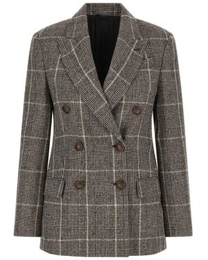 Brunello Cucinelli Prince Of Wales Blazer - Black