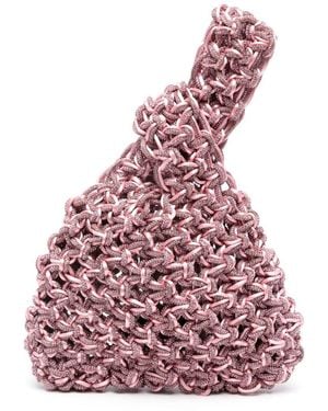 HIBOURAMA Satin Niky Clutch Bag With Crystals - Red