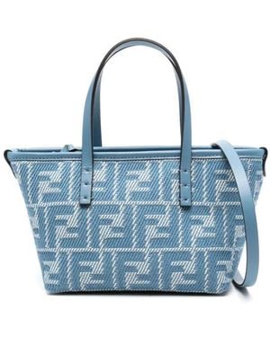 Fendi Leather And Denim-Effect Ff Jacquard Origami Mini Bags