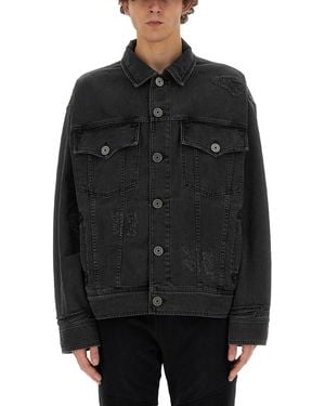 Balmain Distressed Denim Jacket - Black