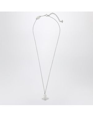 Vivienne Westwood Platinum Orb Pendant Necklace With Crystals - White