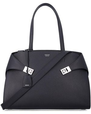 Ferragamo Hug Leather Shoulder Bag - Black