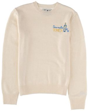 Mc2 Saint Barth "new Queen" Jersey With Embroidery - Natural