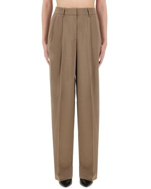 MICHAEL Michael Kors High-Waisted Wide Leg Trousers With Pleated Front - Natural