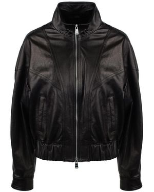 Dondup Slim Nappa Leather Bomber Jacket - Black