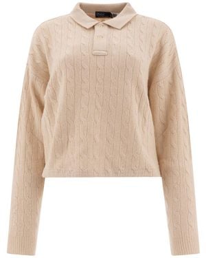 Polo Ralph Lauren "Pony" Cable-Knit Polo Shirt - Natural