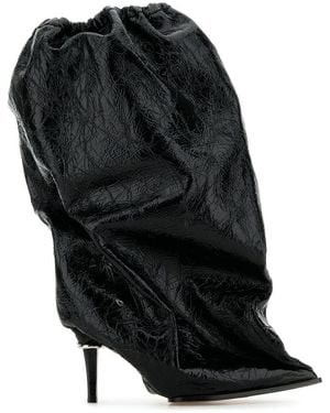 McQueen Leather Heeled Boots - Black