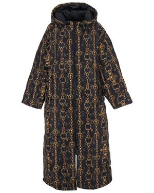 SITTINGSUITS Down Jacket With All-Over Print And Long Design - Black