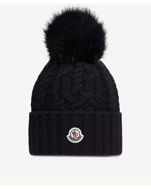 Moncler Cashmere Hat With Pompom - Black