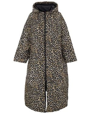 SITTINGSUITS Down Jacket With Leopard Print And Long Design - Gray