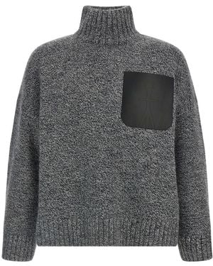 JW Anderson Leather Patch Pocket' Sweater - Gray