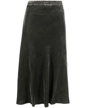 Gold Hawk Velvet Long Skirt - Black