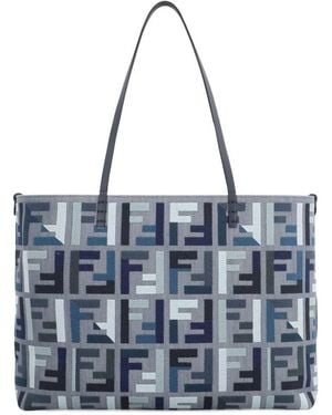 トートバッグ Fendi Roll Large Denim Tote Bag With Ff Embroidery Fendi 'Roll' Large Denim Tote Bag With 'Ff' Embroidery in