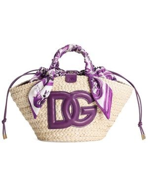 Dolce & Gabbana Kendra Small Straw Tote - Pink