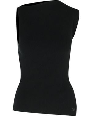 Courreges 'oblique' Black Viscose Blend Tank Top