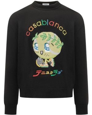 CASABLANCA Black Jumper With Multicolour Cartoon Embroidery