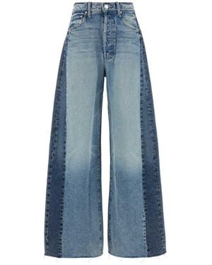 Mother Two-tone Denim Pipe-dream Wide-leg Jeans - Blue