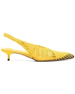 Jacquemus Woven Pumps With Pointed Toe - Yellow