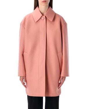 Fendi Wool Felt Single-Breasted Midi Coat - Pink