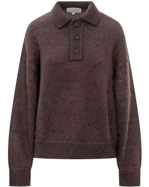 Studio Nicholson Jumper With Collar And Buttons - Brown