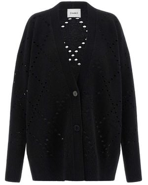 Nude Argyle Cut-out Cardigan - Blue