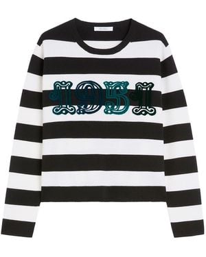 Max Mara 1951 Embroidery Wool Striped Jumper - Black