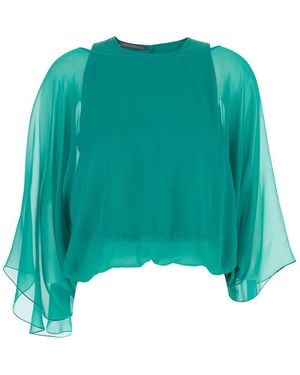 Alberta Ferretti Silk Chiffon Blouse - Green