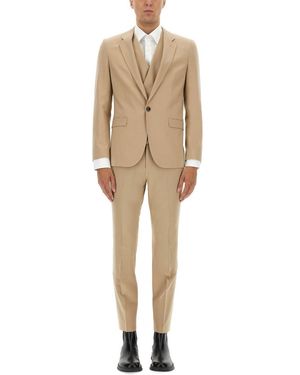 BOSS Slim Fit Three Piece Suit - Natural