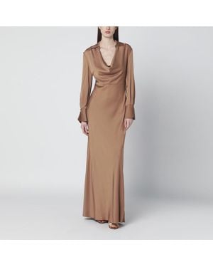 Jonathan Simkhai Adelle Satin Dress With Draping - Brown