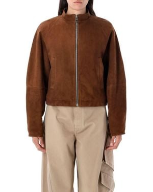 Alaïa Round Suede Jacket - Brown