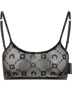 Marine Serre Tulle Bralette With Logo Embroidery - Gray