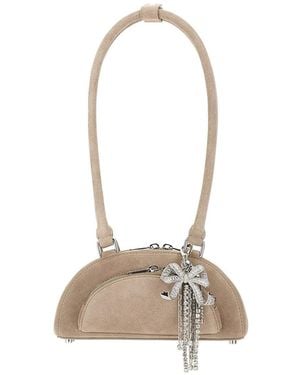 SELF PORTRAIT ブラウンレザーショルダーボウバッグ Brown Leather Square Shoulder Bag – self-portrait-US