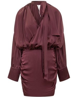 ROTATE BIRGER CHRISTENSEN Rotate Short Satin Dress - Purple