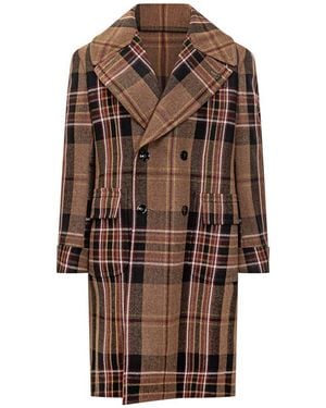 Gabriele Pasini Double-Breasted Checked Coat - Brown