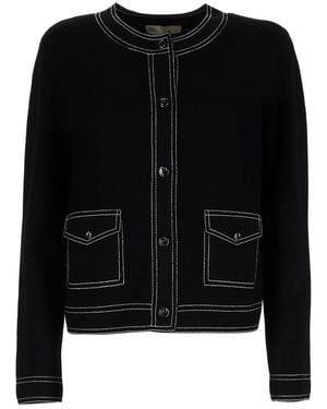 Tory Burch Topstitched Cardigan - Black