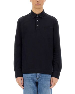 ZEGNA Long-Sleeved Cotton Polo - Blue