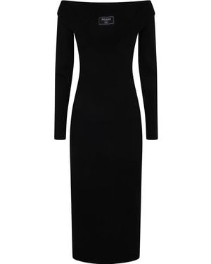 Balmain Ls Db Col Shoulder Cut Knit Dress in White | Lyst