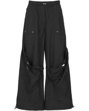 The Attico Flared Cargo Trousers - Black