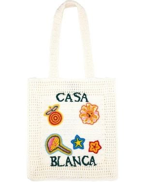 CASABLANCA Large Crochet Bag - White