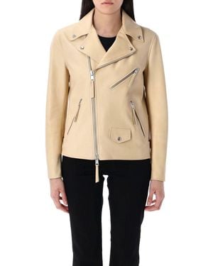 Ralph Lauren Sheepskin Leather Moto Jacket - Natural