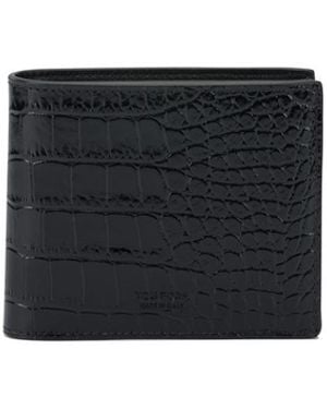 Tom Ford Crocodile Print Leather Wallet - Black