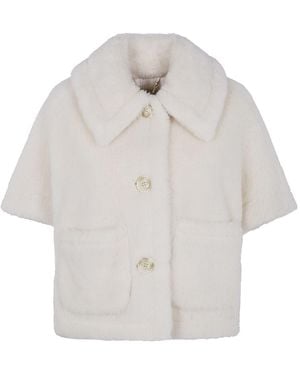 Max Mara Lapel Wool Cape - White