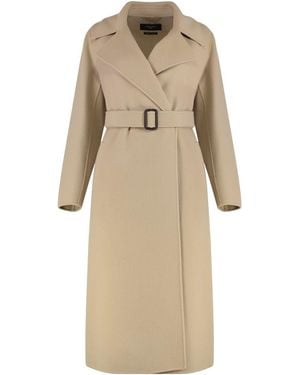 Weekend by Maxmara Manu Double-Breasted Virgin Wool Coat - Natural
