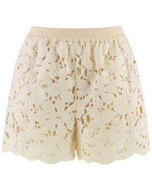 Moncler Cotton Shorts - Natural