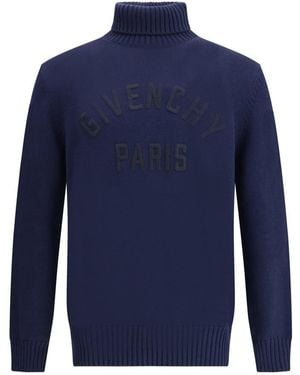 Givenchy Logo Turtleneck Sweater - Blue