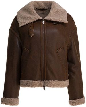 Salvatore Santoro Suede Leather Shearling Jacket - Brown