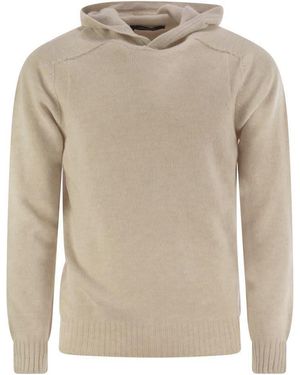 Tagliatore Virgin Wool Jumper With Hood - Natural