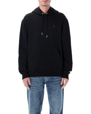 Ami Paris De Cœur Cotton Hoodie - Black