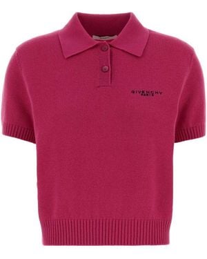 Givenchy Fuchsia Wool Blend Polo Shirt - Pink