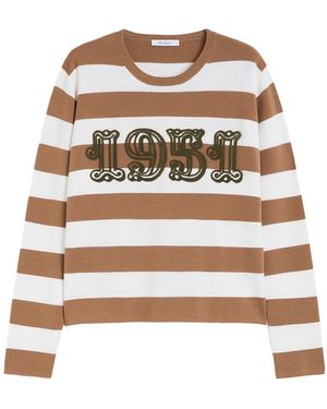 Max Mara 1951 Embroidery Wool Striped Jumper Clothing - Brown